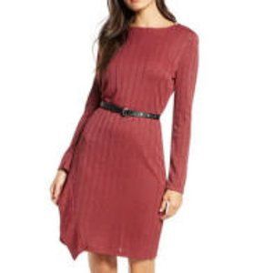 Sam Edelman Belted Long Sleeve Sheath Dress -